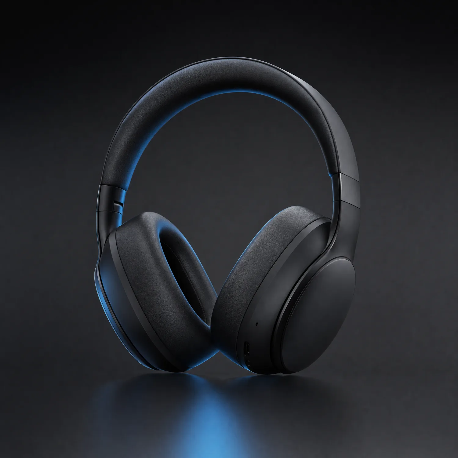 Over-Ear-Kopfhörer als Studio-Render auf dunklem Hintergrund